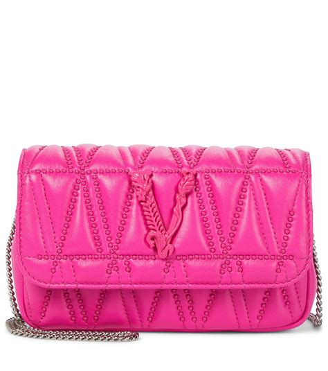 Virtus leather handbag Versace Pink in Leather 